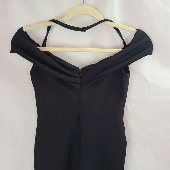 NWT Nookie Athena Halter Midi Dress Women's (S) Black Off the Shoulder--$229